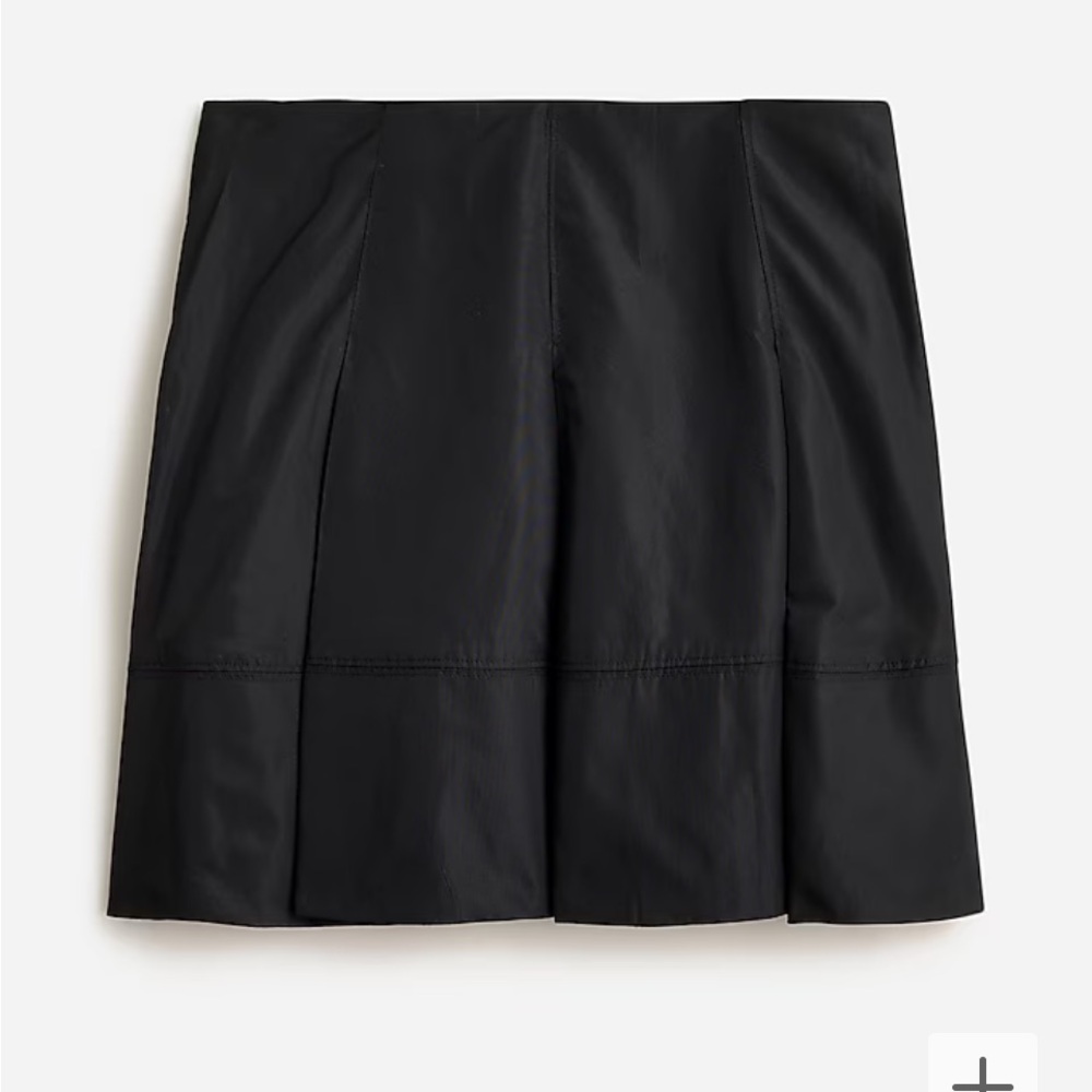 NWT J. Crew Black Pleated Mini Skirt in Taffeta Size 16